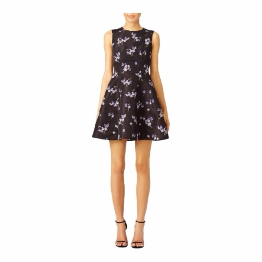 RED VALENTINO Black Wild Flower Fit & Flare Cocktail Dress. Size 42/US Small.